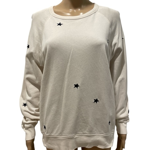 Leallo Cream Sweatshirt with Black Star Accents size M - Picture 1 of 3